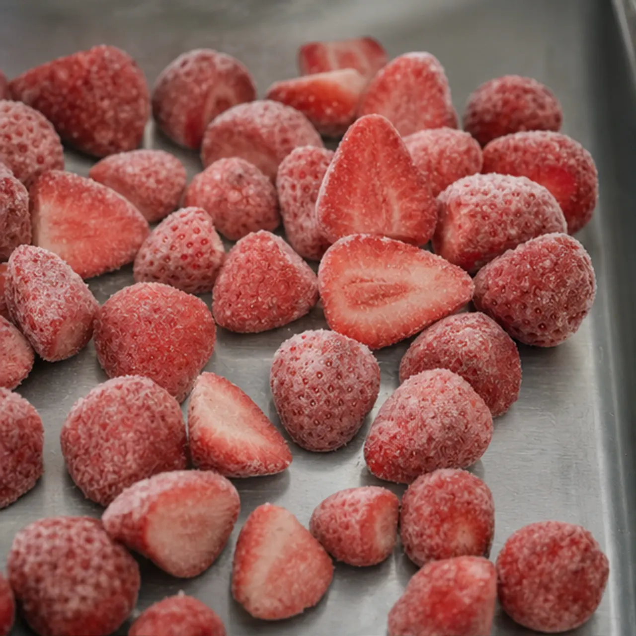 Individually frozen strawberries